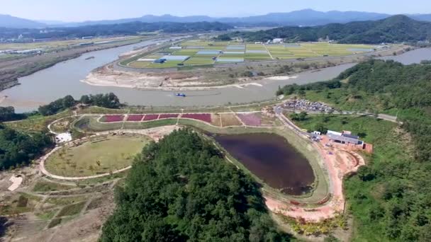 Luchtfoto Van Agyang Ecologie Park Haman Gyeongnam South Korea Azië — Stockvideo
