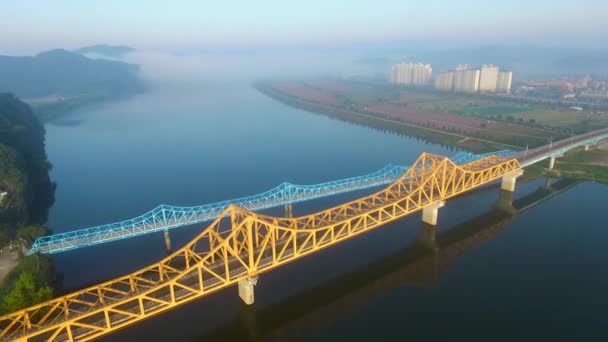 Вид Воздуха Namji Cheolgyo Rail Road Gfongnam Южная Корея Азия — стоковое видео