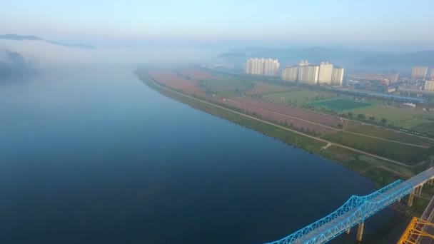Letecký Pohled Namji Cheolgyo Rail Road Apo Jižní Korea Asie — Stock video