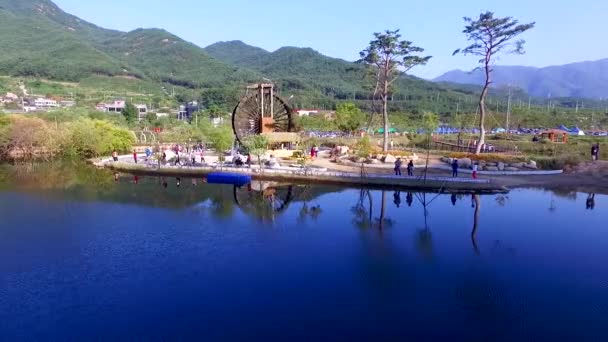 Hava Okyeonji Songhae Park Dalseonggun Görünümü Daegu Gyeongsangbukdo Güney Kore — Stok video