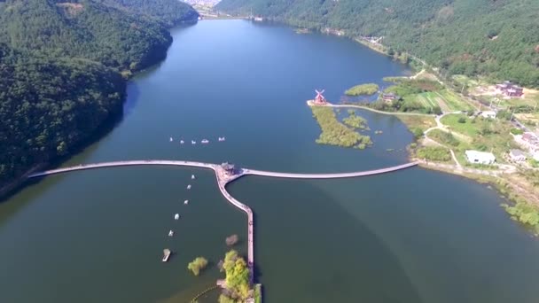 Letecký Pohled Okyeonji Songhae Park Dalseonggun Daegu Asie Gyeongsangbukdo Jižní — Stock video