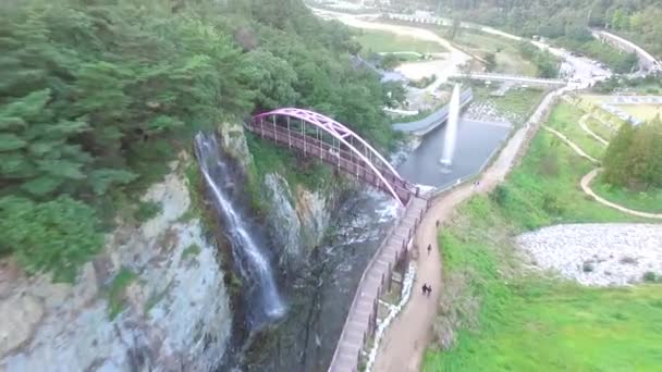 Luftaufnahme Des Okyeonji Songhae Park Dalseonggun Daegu Gyeongsangbukdo Südkorea Asien — Stockvideo