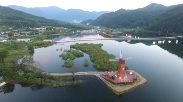 Letecký Pohled Okyeonji Songhae Park Dalseonggun Daegu Asie Gyeongsangbukdo Jižní — Stock video