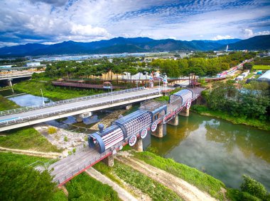 Aerial View of Train Village , Gokseong, Jeollanamdo, South Korea, Asia clipart