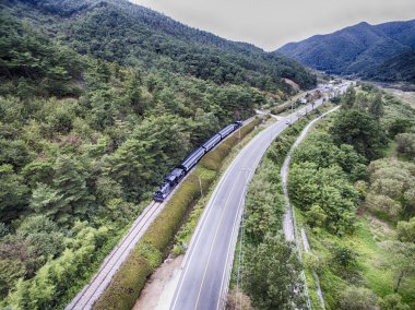 Tren Köyü, Gokseong, Jeollanamdo, Güney Kore, Asya havadan görünümü