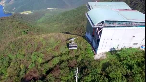 韩国全罗南道海南杜云山电缆城鸟图 — 图库视频影像