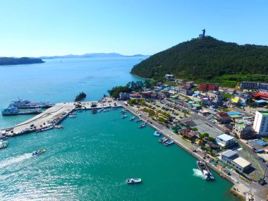 Ttangkkeut Köyü, Haenam, Jeollanamdo, Güney Kore, Asya havadan görünümü. Ttangkkeut arazi sonu anlamına gelir..