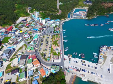 Ttangkkeut Köyü, Haenam, Jeollanamdo, Güney Kore, Asya havadan görünümü. Ttangkkeut arazi sonu anlamına gelir..