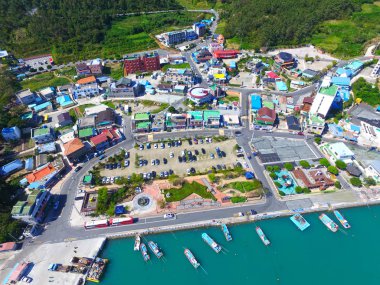 Ttangkkeut Köyü, Haenam, Jeollanamdo, Güney Kore, Asya havadan görünümü. Ttangkkeut arazi sonu anlamına gelir..