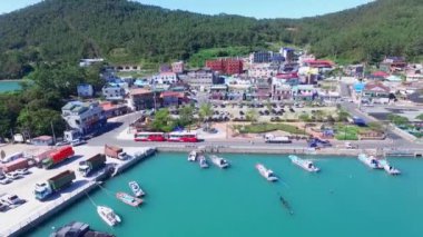 Ttangkkeut Köyü, Haenam, Jeollanamdo, Güney Kore, Asya havadan görünümü. Ttangkkeut arazi sonu anlamına gelir..