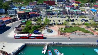 Ttangkkeut Köyü, Haenam, Jeollanamdo, Güney Kore, Asya havadan görünümü. Ttangkkeut arazi sonu anlamına gelir..