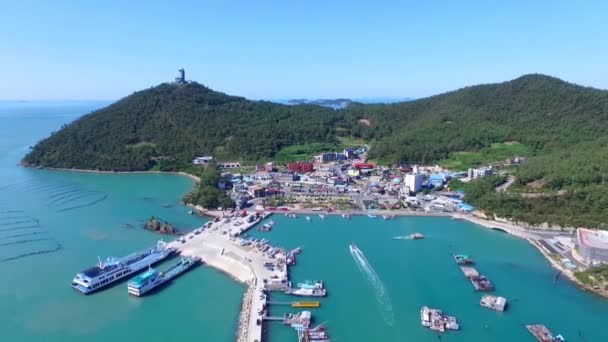 Luchtfoto Van Ttangkkeut Village Haenam Jeollanamdo Zuid Korea Azië Ttangkkeut — Stockvideo