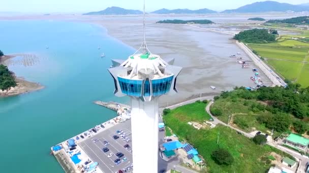 Veduta Aerea Chilsan Tower Yeonggwang Jeollanamdo Corea Del Sud Asia — Video Stock