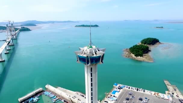 Veduta Aerea Chilsan Tower Yeonggwang Jeollanamdo Corea Del Sud Asia — Video Stock