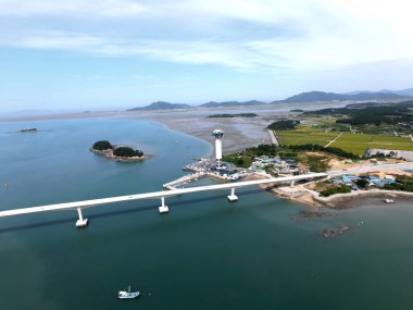 Chilsan Kulesi, Yeonggwang, Jeollanamdo, Güney Kore, Asya havadan görünümü