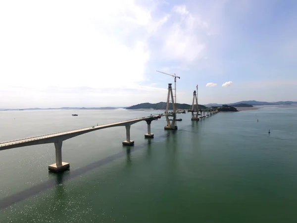 Bau Einer Chilsandaegyo Brücke Über Das Meer Yeonggwang Jeollanamdo Südkorea — Stockfoto