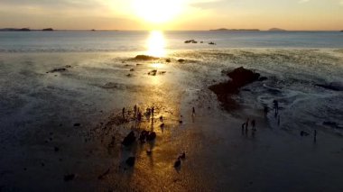 Günbatımı çamur düz Janghang Songlim dağ orman Resort, Seocheon, Chungcheongnamdo, Güney Kore, Asya