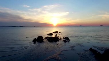 Günbatımı çamur düz Janghang Songlim dağ orman Resort, Seocheon, Chungcheongnamdo, Güney Kore, Asya