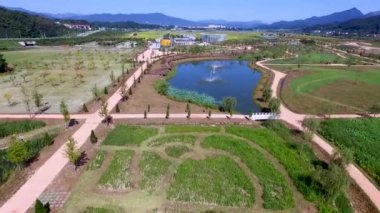 Havadan görünümü Changpowon Botanik Bahçe, Geochang,: Gyeongnam, South Korea, Asya