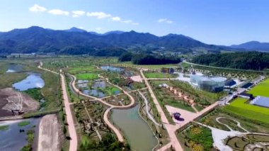 Havadan görünümü Changpowon Botanik Bahçe, Geochang,: Gyeongnam, South Korea, Asya