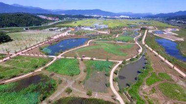 Havadan görünümü Changpowon Botanik Bahçe, Geochang,: Gyeongnam, South Korea, Asya