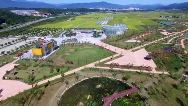 Vista Aérea Del Jardín Botánico Changpowon Geochang Gyeongnam Corea Del — Vídeo de stock