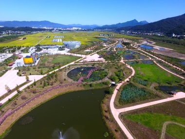 Havadan görünümü Changpowon Botanik Bahçe, Geochang,: Gyeongnam, South Korea, Asya