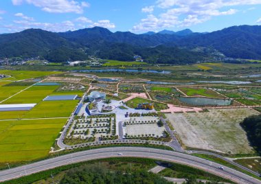 Havadan görünümü Changpowon Botanik Bahçe, Geochang,: Gyeongnam, South Korea, Asya