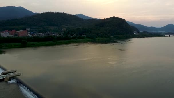 Vista Aérea Del Río Miryang Gyeongnam Corea Del Sur Asia — Vídeos de Stock