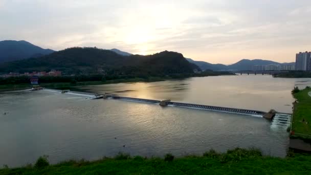 Vista Aérea Del Río Miryang Gyeongnam Corea Del Sur Asia — Vídeos de Stock