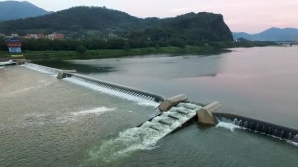 Vista Aérea Del Río Miryang Gyeongnam Corea Del Sur Asia — Vídeos de Stock