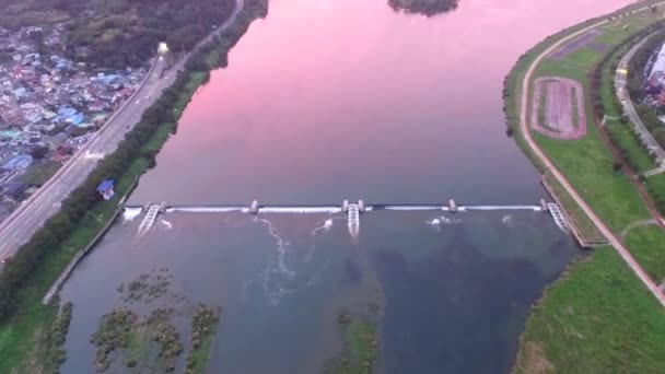 Puesta Sol Del Río Miryang Gyeongnam Corea Del Sur Asia — Vídeo de stock