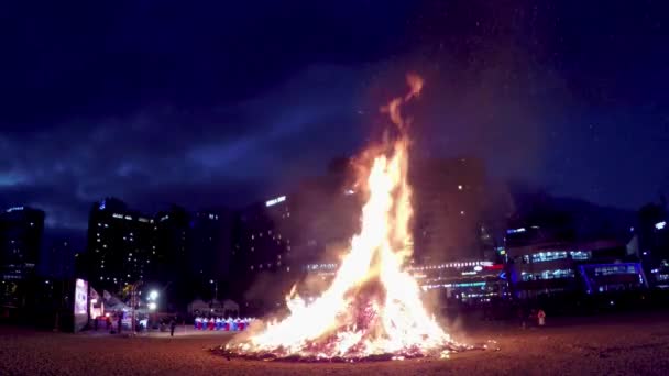 Jeongwol Daeboruem Lunar New Year Eve Händelse Haeundae Beach Busan — Stockvideo