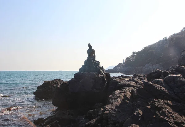 Mermaid Statue Dongbaekseom Haeundae Busan South Korea Asia — Stock Photo, Image