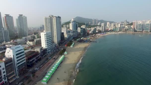 Pemandangan Udara Festival Perikanan Eobang Pantai Gwangalli Busan Korea Selatan — Stok Video