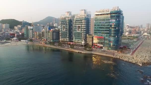 Luchtfoto Van Eobang Visserij Festival Gwangalli Beach Busan Zuid Korea — Stockvideo