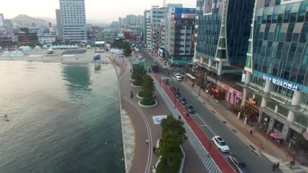 Letecký Pohled Eobang Rybaření Festival Gwangalli Beach Busan Jižní Korea — Stock video