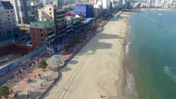 Street Parade Eobang Fishing Festival Gwangalli Beach Busan Sydkorea Asien — Stockvideo