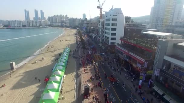 Рыболовный Фестиваль Street Eobang Пляже Квангалли Пусане Южная Корея Азия — стоковое видео