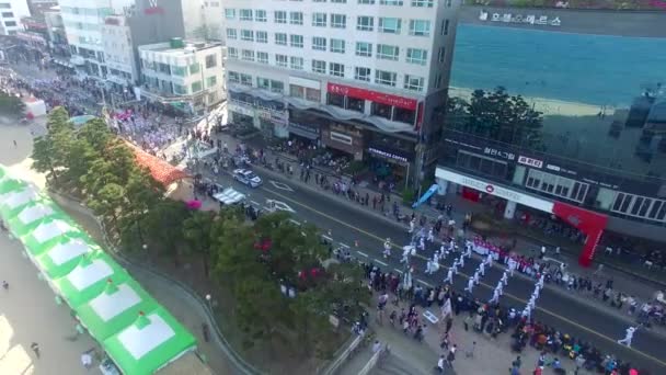 Pouliční Přehlídka Eobangského Rybářského Festivalu Gwangalli Beach Busan Jižní Korea — Stock video