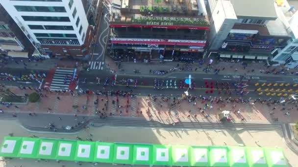 Straat Parade Van Eobang Fishing Festival Gwangalli Beach Busan Zuid — Stockvideo