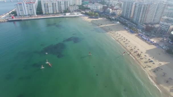 Yacht Running Havet Gwangalli Beach Busan Sydkorea Asien — Stockvideo