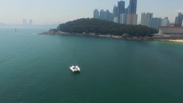 Luftaufnahme Des Haeundae Beach Busan Südkorea Asien — Stockvideo