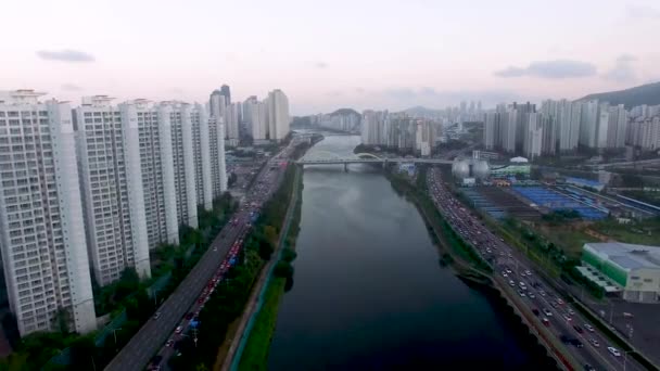Rush Hour Van Het Verkeer Van Suyeong River Busan Zuid — Stockvideo