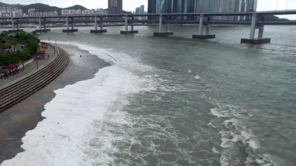 Typoon Coming Minrak Waterside Park Gwangalli Busan Coreia Sul Ásia — Vídeo de Stock