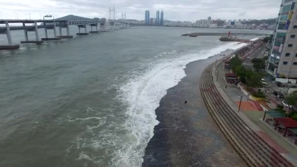 Typoon Geliyor Minrak Waterside Park Gwangalli Busan Güney Kore Asya — Stok video