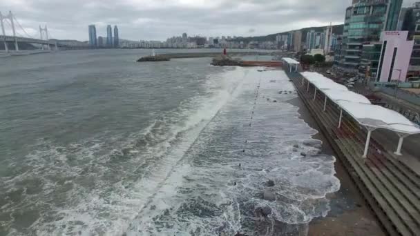 Typoon Coming Minrak Waterside Park Gwangalli Busan Coreia Sul Ásia — Vídeo de Stock