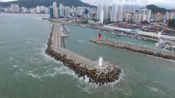 Typoon Komende Minrak Port Gwangalli Busan Zuid Korea Azië — Stockvideo