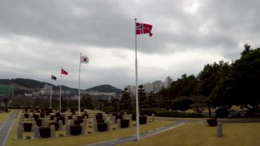 BM asker 16 ülkeden ve savaşta 1950-1953 üzerinden Kore Savaşı sırasında öldürüldü beş ülke BM AIDS BM Memorial mezarlığı Kore onur