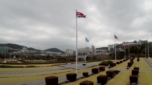 Ensz Memorial Cemetery Koreában Kitüntetések Ensz Katonák Országból Ensz Aids — Stock videók